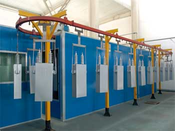 Automatic spray powder production line